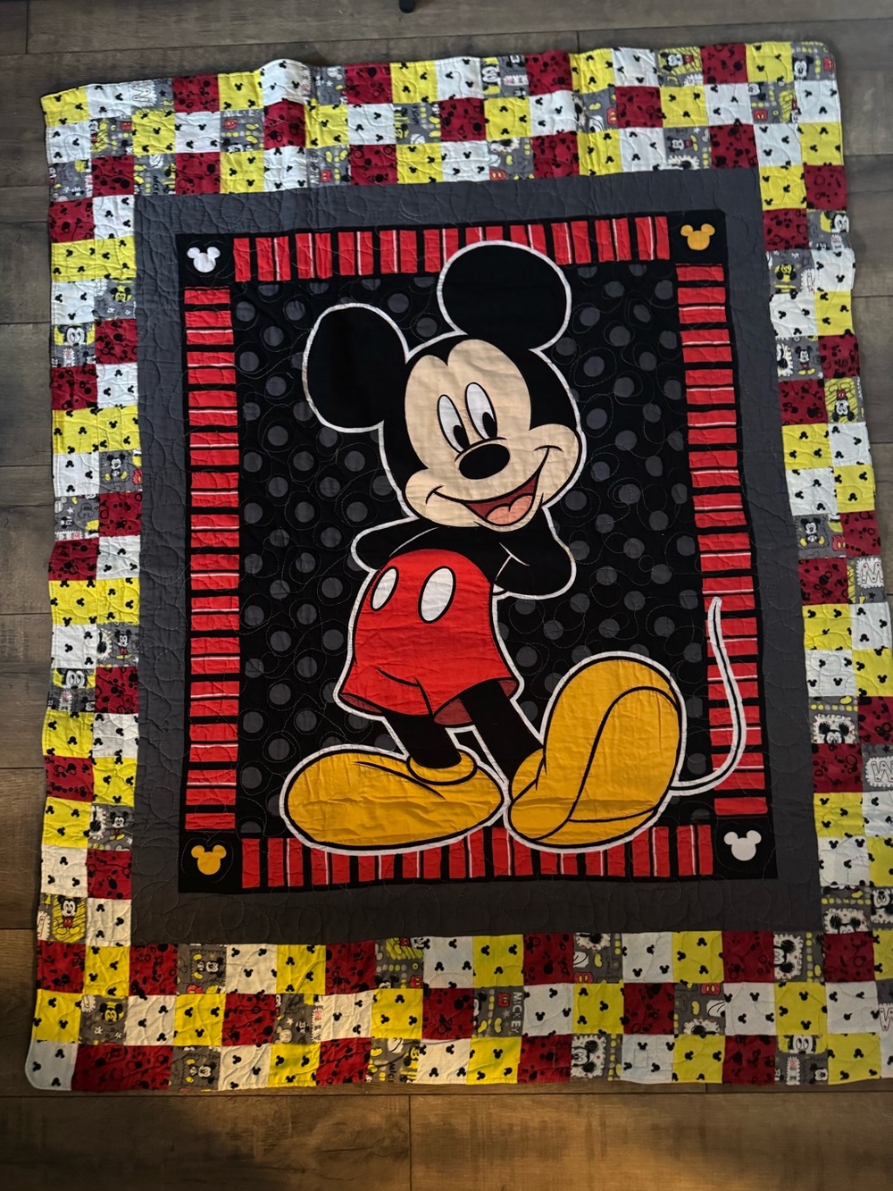 Handmade Disney Mickey Mouse Kids Quilt - Mickey Mouse/Jurassic Park 51"x42"